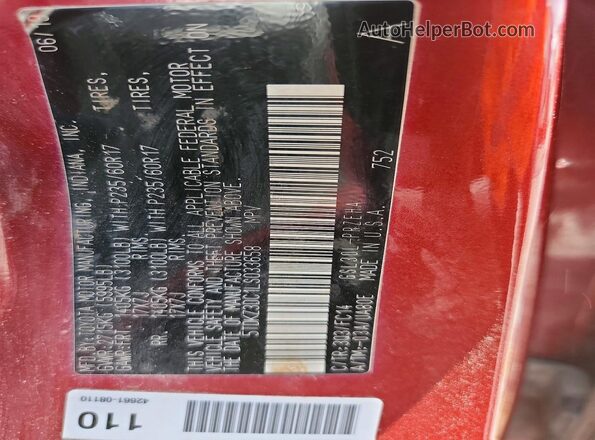 5TDKZ3DC1LS033658 2020 TOYOTA SIENNA Red Вид наклейки з VIN-кодом