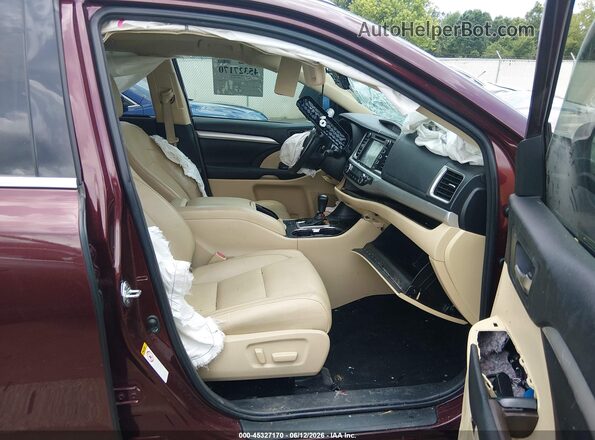 5TDKZRFH0JS263040 2018 TOYOTA HIGHLANDER Maroon Vista interior delantera