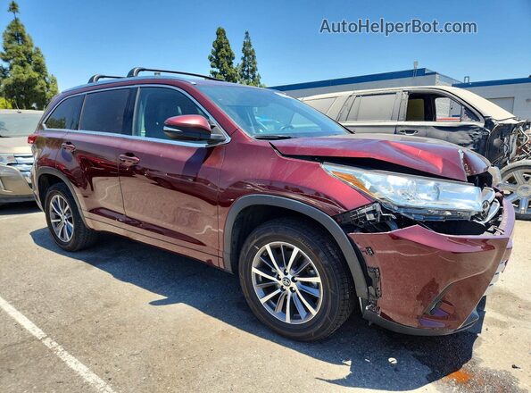 5TDKZRFH8JS275629 2018 TOYOTA HIGHLANDER Burgundy Delantero derecho