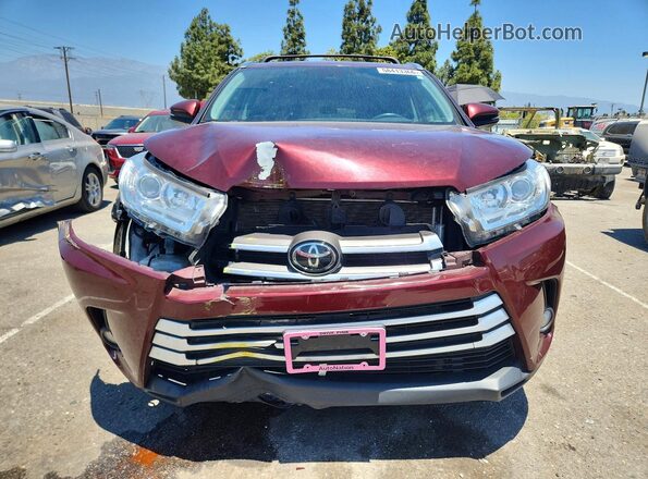 5TDKZRFH8JS275629 2018 TOYOTA HIGHLANDER Burgundy Vista frontal