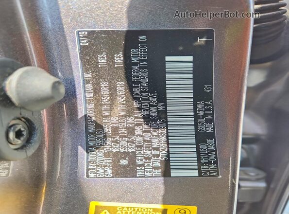 5TDKZRFH8KS329075 2019 TOYOTA HIGHLANDER Gray 360 interior view