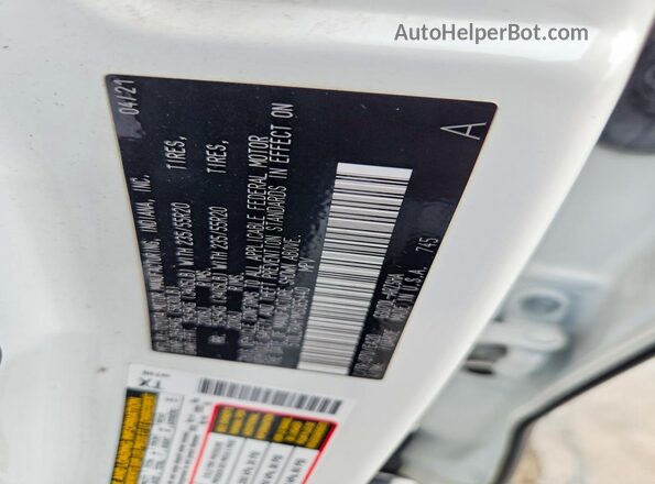 5TDLZRAH1MS065440 2021 TOYOTA HIGHLANDER White Vista interior de 360 grados