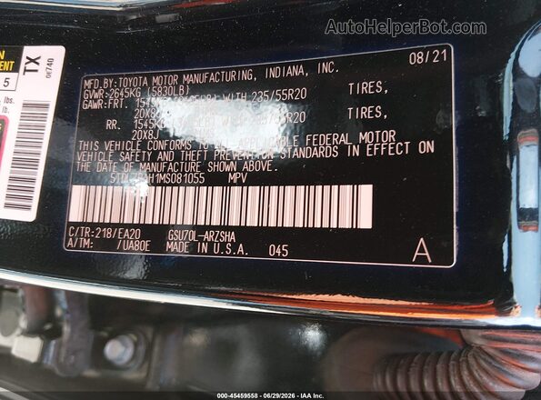 5TDLZRAH1MS081055 2021 TOYOTA HIGHLANDER Черный Вид подкапотного пространства