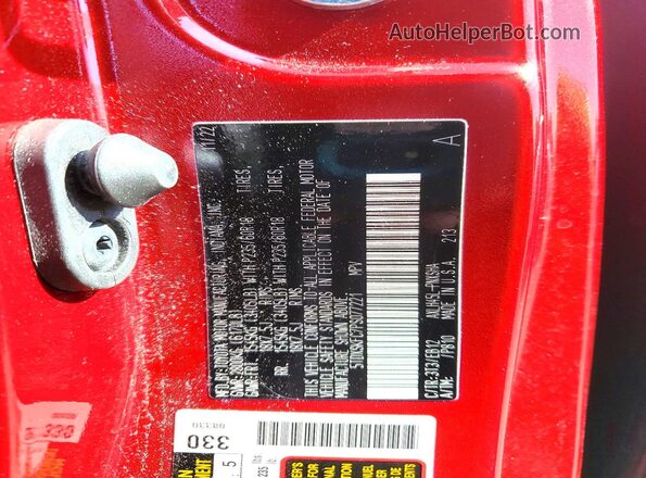 5TDXSKFC7PS077221 2023 TOYOTA SIENNA Red VIN sticker view