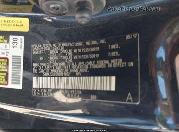 5TDXZ3DC6HS861802 2017 TOYOTA SIENNA Black Engine compartment view
