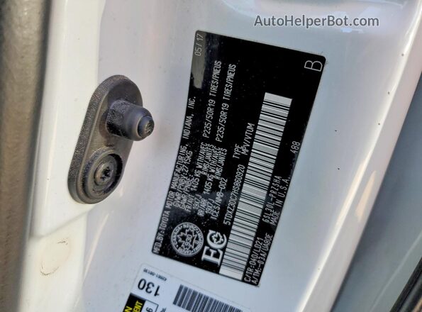 5TDXZ3DC7HS860920 2017 TOYOTA SIENNA White Вид наклейки з VIN-кодом