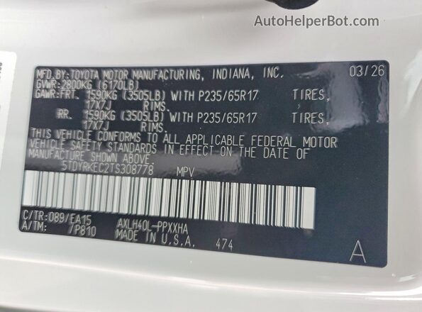 5TDYRKEC2TS308778 2026 TOYOTA SIENNA White 