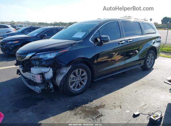 5TDYRKEC6NS103161 2022 TOYOTA SIENNA Black წინა მარცხენა ხედი სამი მეოთხედიდან