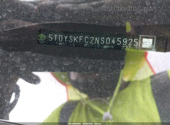 5TDYSKFC2NS045925 2022 TOYOTA SIENNA Blue 