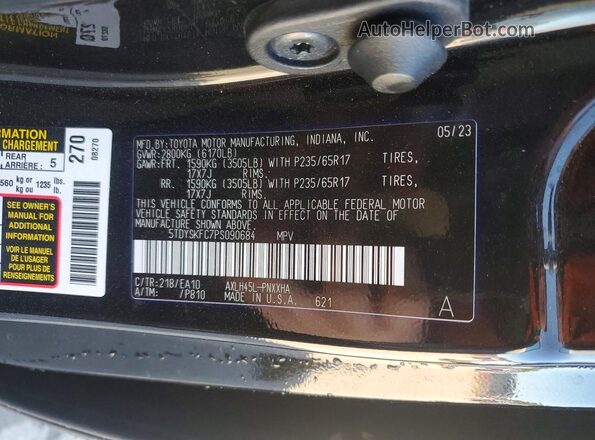 5TDYSKFC7PS090684 2023 TOYOTA SIENNA Black Vista interior de 360 grados