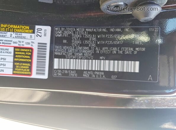 5TDYSKFC8PS077412 2023 TOYOTA SIENNA Черный 