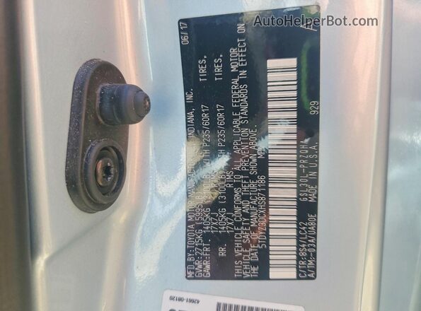 5TDYZ3DCXHS871186 2017 TOYOTA SIENNA Blue VIN sticker view