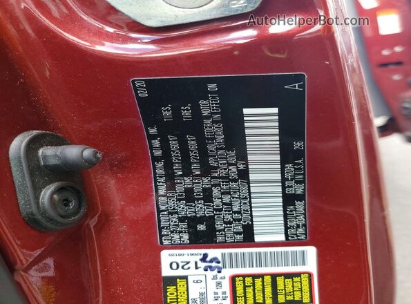 5TDYZ3DCXLS068077 2020 TOYOTA SIENNA Бордовый Вид наклейки с VIN-кодом
