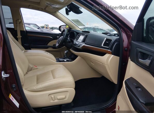 5TDYZRFH5JS286744 2018 TOYOTA HIGHLANDER Red Widok wnętrza z przodu