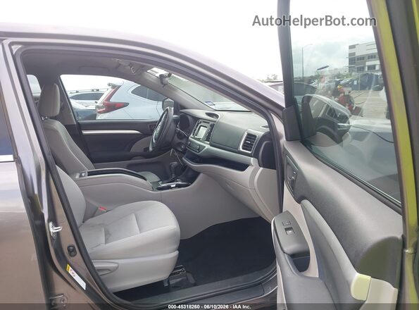 5TDZARFH0JS039238 2018 TOYOTA HIGHLANDER Gray Вид салону спереду