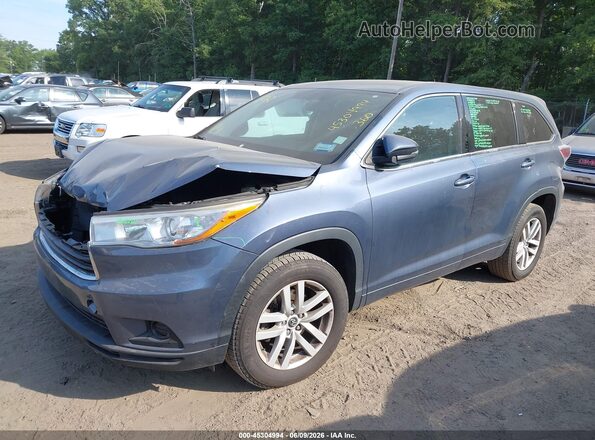 5TDZARFH1GS022800 2016 TOYOTA HIGHLANDER Blue წინა მარცხენა ხედი სამი მეოთხედიდან