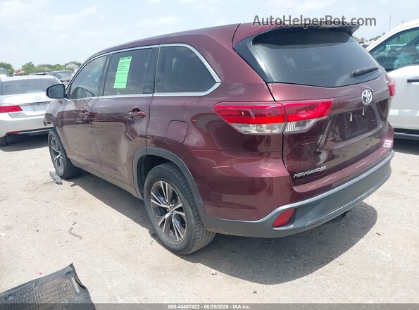 5TDZARFH8KS051591 2019 TOYOTA HIGHLANDER Burgundy Задня ліва чверть
