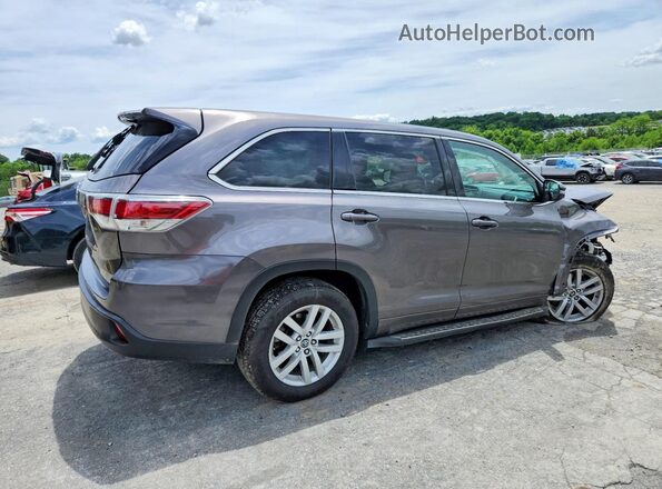 5TDZARFHXGS023007 2016 TOYOTA HIGHLANDER Gray Задня права чверть