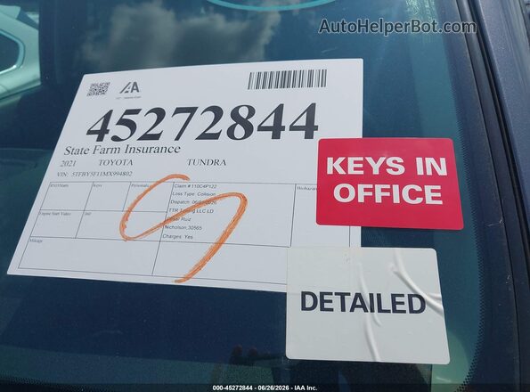 5TFBY5F11MX994802 2021 TOYOTA TUNDRA Серый 