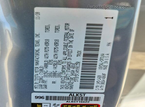 5TFBY5F14MX981350 2021 TOYOTA TUNDRA Gray Vista del compartimento del motor