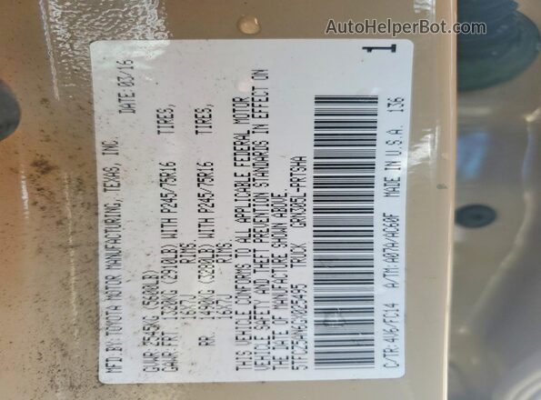 5TFCZ5AN6GX025495 2016 TOYOTA TACOMA Gold 