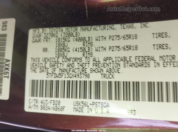 5TFDW5F13GX493798 2016 TOYOTA TUNDRA Brown Շարժիչի բաժամունքի տեսք