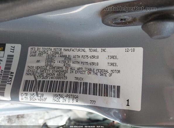 5TFDW5F14KX808939 2019 TOYOTA TUNDRA Gray Engine compartment view