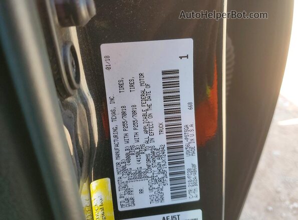 5TFDW5F19JX724842 2018 TOYOTA TUNDRA Black Շարժիչի բաժամունքի տեսք