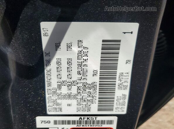 5TFDY5F19JX685079 2018 TOYOTA TUNDRA Gray Vista de la etiqueta del VIN