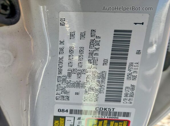 5TFDY5F19MX005539 2021 TOYOTA TUNDRA White Вид підкапотного простору