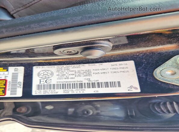 5TFDZ5BN4HX015486 2017 TOYOTA TACOMA Black VIN sticker view