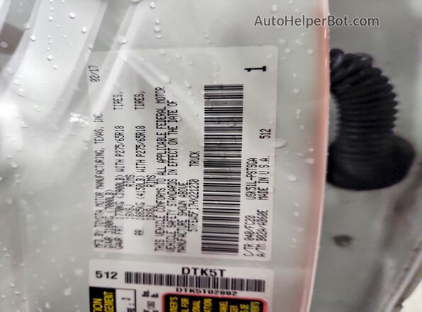 5TFEW5F17HX221230 2017 TOYOTA TUNDRA White Вид підкапотного простору