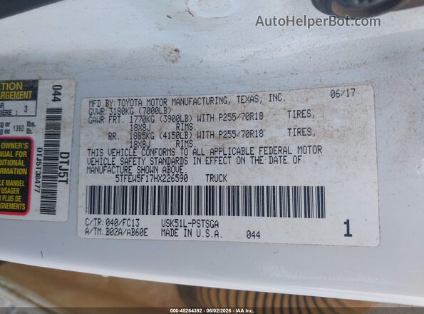 5TFEW5F17HX226590 2017 TOYOTA TUNDRA White 