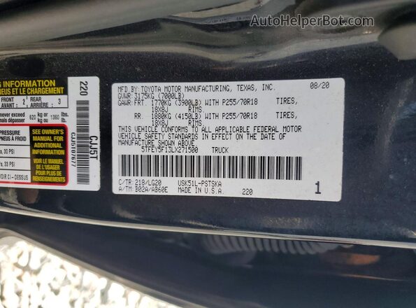 5TFEY5F13LX271500 2020 TOYOTA TUNDRA Gray 