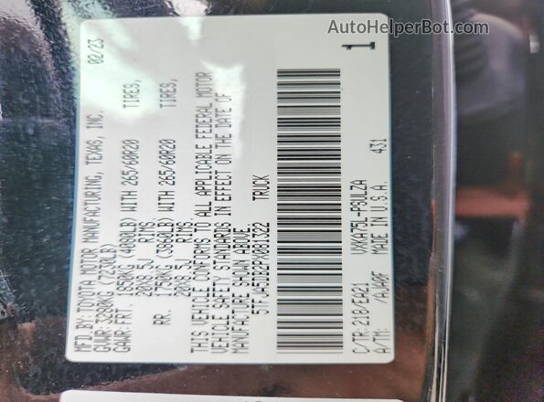 5TFJA5DB2PX081322 2023 TOYOTA TUNDRA Black VIN sticker view