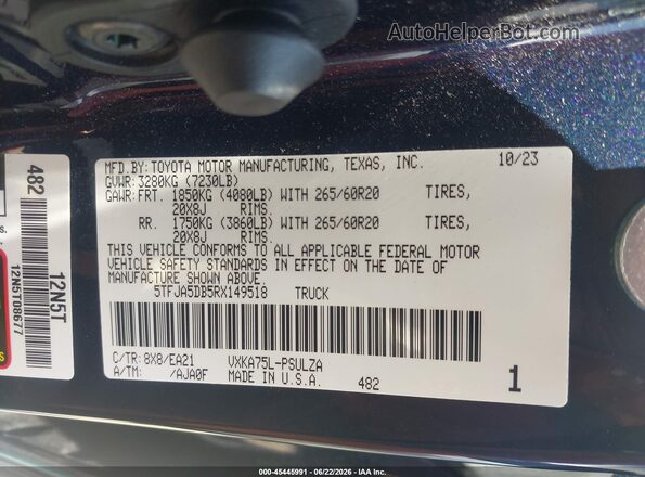 5TFJA5DB5RX149518 2024 TOYOTA TUNDRA Blue Вид підкапотного простору