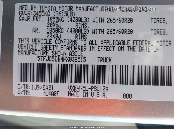 5TFJC5DB4PX038515 2023 TOYOTA TUNDRA HYBRID Gray Widok komory silnika
