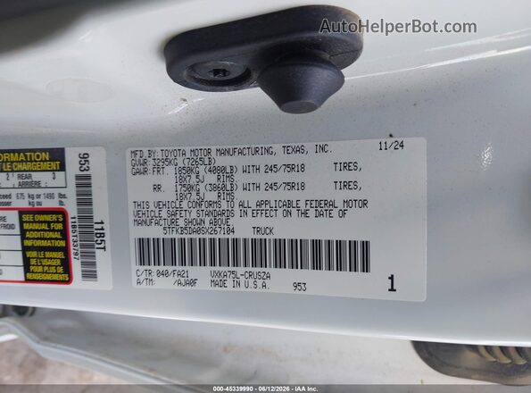 5TFKB5DA0SX267104 2025 TOYOTA TUNDRA White Շարժիչի բաժամունքի տեսք