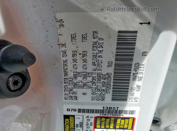5TFKB5DB9SX250455 2025 TOYOTA TUNDRA White VIN կոդի պիտակի տեսք