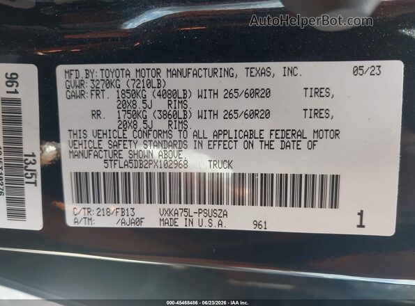 5TFLA5DB2PX102968 2023 TOYOTA TUNDRA Black Вид підкапотного простору
