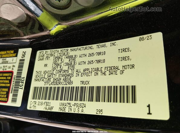 5TFLA5DB2RX132989 2024 TOYOTA TUNDRA Black Շարժիչի բաժամունքի տեսք