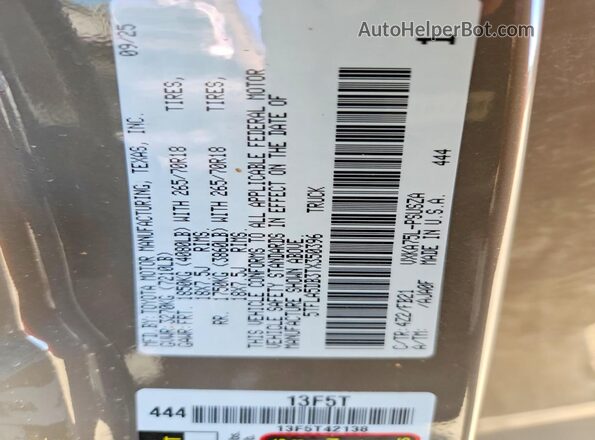 5TFLA5DB3TX350396 2026 TOYOTA TUNDRA Tan Вид наклейки з VIN-кодом