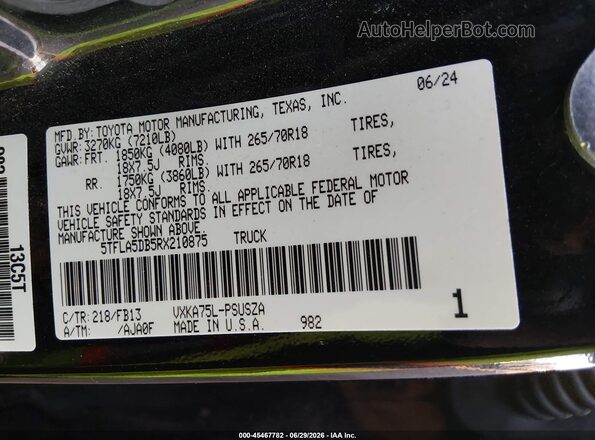 5TFLA5DB5RX210875 2024 TOYOTA TUNDRA Черный Вид подкапотного пространства