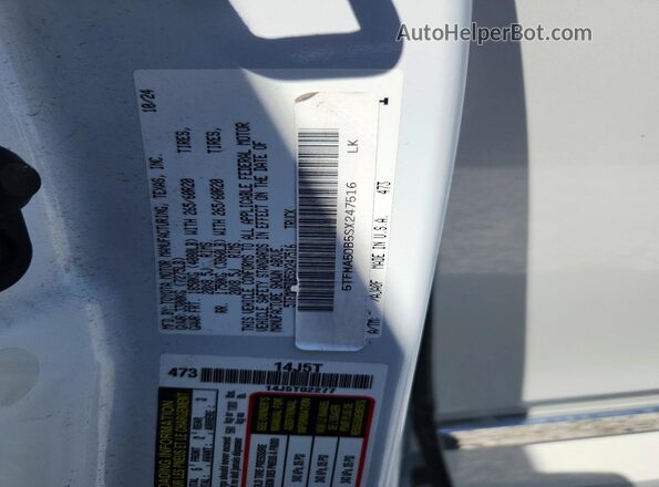 5TFMA5DB5SX247516 2025 TOYOTA TUNDRA White VIN sticker view