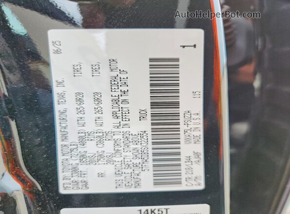 5TFMA5DB5SX322554 2025 TOYOTA TUNDRA Black Вид наклейки з VIN-кодом