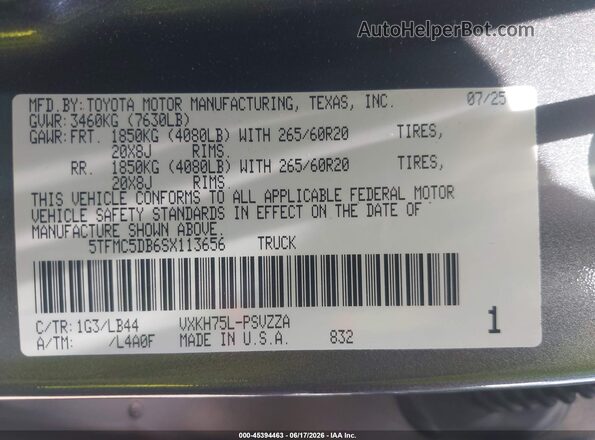 5TFMC5DB6SX113656 2025 TOYOTA TUNDRA HYBRID Gray Engine compartment view