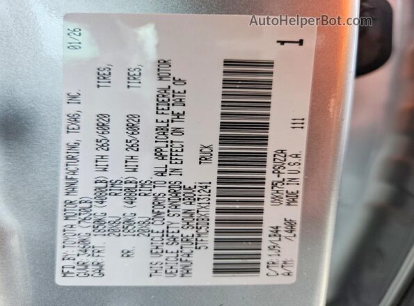 5TFMC5DBXTX131241 2026 TOYOTA TUNDRA Silver 