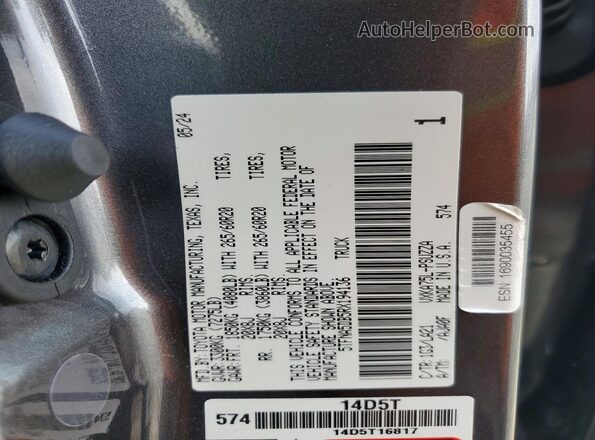 5TFNA5DB5RX194136 2024 TOYOTA TUNDRA Gray VIN sticker view