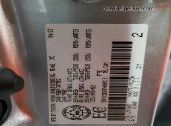 5TFNC5DB7PX028515 2023 TOYOTA TUNDRA Gray Вид підкапотного простору