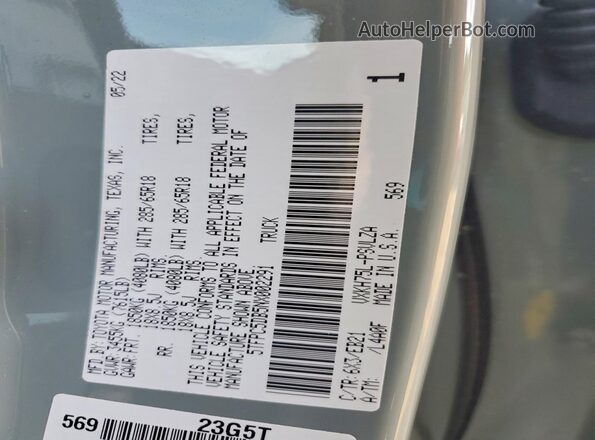 5TFPC5DB5NX002291 2022 TOYOTA TUNDRA Серый 